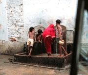 India - Woman and Children at Fountain